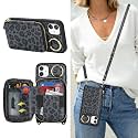 Crossbody Wallet Case for iPhone 11-Black Leopard