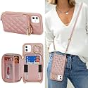 Crossbody Wallet Case for iPhone 11-Rose Gold