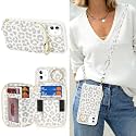 Crossbody Wallet Case for iPhone 11-White Leopard