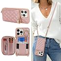 Crossbody Wallet Case for iPhone 12 Pro Max-Rose Gold