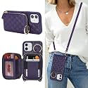 Crossbody Wallet Case for iPhone 12-Purple