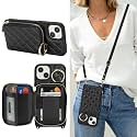 Crossbody Wallet Case for iPhone 13-Black