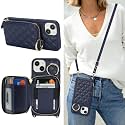 Crossbody Wallet Case for iPhone 13-Blue