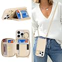 Crossbody Wallet Case for iPhone 13 Pro-White