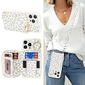Crossbody Wallet Case for iPhone 13 Pro Max-White Leopard
