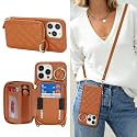 Crossbody Wallet Case for iPhone 13 Pro Max-Brown