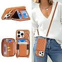 Crossbody Wallet Case for iPhone 13 Pro-Brown