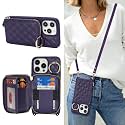 Crossbody Wallet Case for iPhone 13 Pro Max-Purple