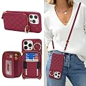 Crossbody Wallet Case for iPhone 13 Pro Max-Dark red