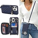 Crossbody Wallet Case for iPhone 13 Pro Max-Blue