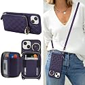 Crossbody Wallet Case for iPhone 13-Purple