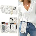 Crossbody Wallet Case for iPhone 13-White Leopard