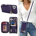 Crossbody Wallet Case for iPhone 16 Plus-Purple