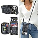Crossbody Wallet Case for iPhone 16 Plus-Black Leopard