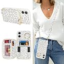 Crossbody Wallet Case for iPhone 16 Plus-White Leopard