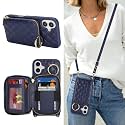 Crossbody Wallet Case for iPhone 16 Plus-Blue