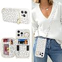 Crossbody Wallet Case for iPhone 16 Pro Max-White Leopard