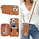 Crossbody Wallet Case for iPhone 16 Pro Max-Brown