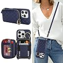 Crossbody Wallet Case for iPhone 16 Pro-Blue