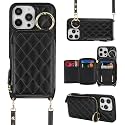 Crossbody Wallet Case for iPhone 16 Pro Max-Black