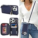 Crossbody Wallet Case for iPhone 16 Pro Max-Blue
