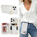Crossbody Wallet Case for iPhone 16 Pro-White Leopard