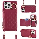 Crossbody Wallet Case for iPhone 16 Pro-Dark red