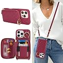 Crossbody Wallet Case for iPhone 16 Pro Max-Dark red