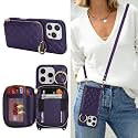 Crossbody Wallet Case for iPhone 16 Pro-Purple