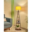 Crosscut Furniture Metal Floor Lamp with 3 Shelves (Fresh Yellow) LED Bulb Included