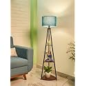 Crosscut Furniture Metal Floor Lamp with 3 Shelves (Royal Blue) LED Bulb Included