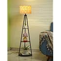 Crosscut Furniture Metal Printed LED Floor Lamp with 3 Shelves (Sunflower), Yellow