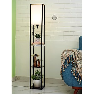 crosscut furniture tower floor lamp with shelf cotton white led