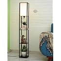 Crosscut Furniture Tower Floor Lamp with Shelf (Cotton White, led)