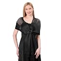 Stoles for Evening Dress with Buckle, Fringes – Polyester Blend, Shimmer Stole Wraps for Weddings, Party | Women’s Clothing