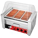 CROSSON Hot Dog Roller 9 Rollers 24 Hot Dogs,1750W Stainless Steel Hot Dog Grill Cooker Machine with Bun Warmer&amp;Cover for Party Home Commercial