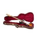 Crossrock Contoured Wooden Electric Guitar Case for Fender Stratocaster &amp; Telecaster | Blossom Brown Finish,Burgundy Velvet Interior, Lock – Designer Series(CRW530STBQ)