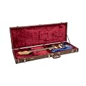 Crossrock Rectangular Wooden Electric Guitar Case for Jazzmaster &amp; Jaguar | Blossom Brown Faux Leather, Burgundy Velvet Interior, Lock – Designer Series(CRW530JMBQ)