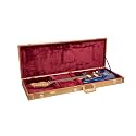 Crossrock Rectangular Wooden Electric Guitar Case for Jazzmaster &amp; Jaguar | Luxury Gold Faux Leather, Burgundy Velvet Interior, Lock – Designer Series(CRW520JMLG)