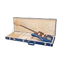 Crossrock Rectangular Wooden Electric Guitar Case for Jazzmaster &amp; Jaguar | Vibrant Blue Faux Leather, Beige Plush Interior, Lock – Designer Series(CRW520JMVB)