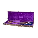 Crossrock Rectangular Wooden Electric Guitar Case for Jazzmaster &amp; Jaguar | Chocolate Brown Finish, Purple Velvet Interior, Lock – Designer Series(CRW520JMCB)
