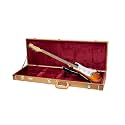 Crossrock Rectangular Wooden Electric Guitar Case for Fender Stratocaster &amp; Telecaster | Luxury Gold Faux Leather, Burgundy Velvet Interior, Lock – Designer Series(CRW520ELG)