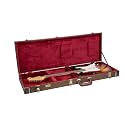 Crossrock Rectangular Wooden Electric Guitar Case for Fender Stratocaster &amp; Telecaster | Blossom Brown Faux Leather, Burgundy velvet Interior, Lock – Designer Series(CRW530EBQ)