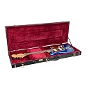 Crossrock Wooden Guitar Case -Fits Jazzmaster (Modern Style)/Jaguar Style Electric Guitars- Vintage Hardware, Sponge Lining, Metal Feet, Storage Space-Black (CRW520JMBK)