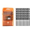 Crosstar M35 Cobalt Drill Bit Set,Three-Flute Design,1/4",10 Pack
