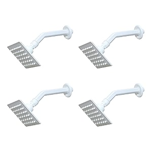 abs ultra slim over head shower with arm square bath shower head set pressure rain shower head 4 x 4 inch milky white pack of 4