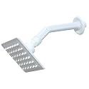 ABS Ultra Slim Over Head Shower With Arm Square, Bath Shower Head Set, Pressure Rain Shower Head (4 X 4 Inch, Milky White) (Pack Of 1)