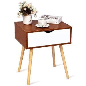 modern wooden bedside table with drawer nightstand for bedroom end table sofa side table accent table with storage drawer amp solid wood legs for living room office amp home