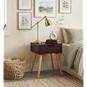 Scandinavian Bedside Table with Storage Drawer | Modern Nightstand with Solid Wood Legs | Wooden End Table, Sofa Side Table, Accent Table for Bedroom, Living Room & Office