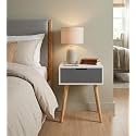 Scandinavian Bedside Table with Storage Drawer | Modern Nightstand with Solid Wood Legs | Wooden End Table, Sofa Side Table, Accent Table for Bedroom, Living Room &amp; Office